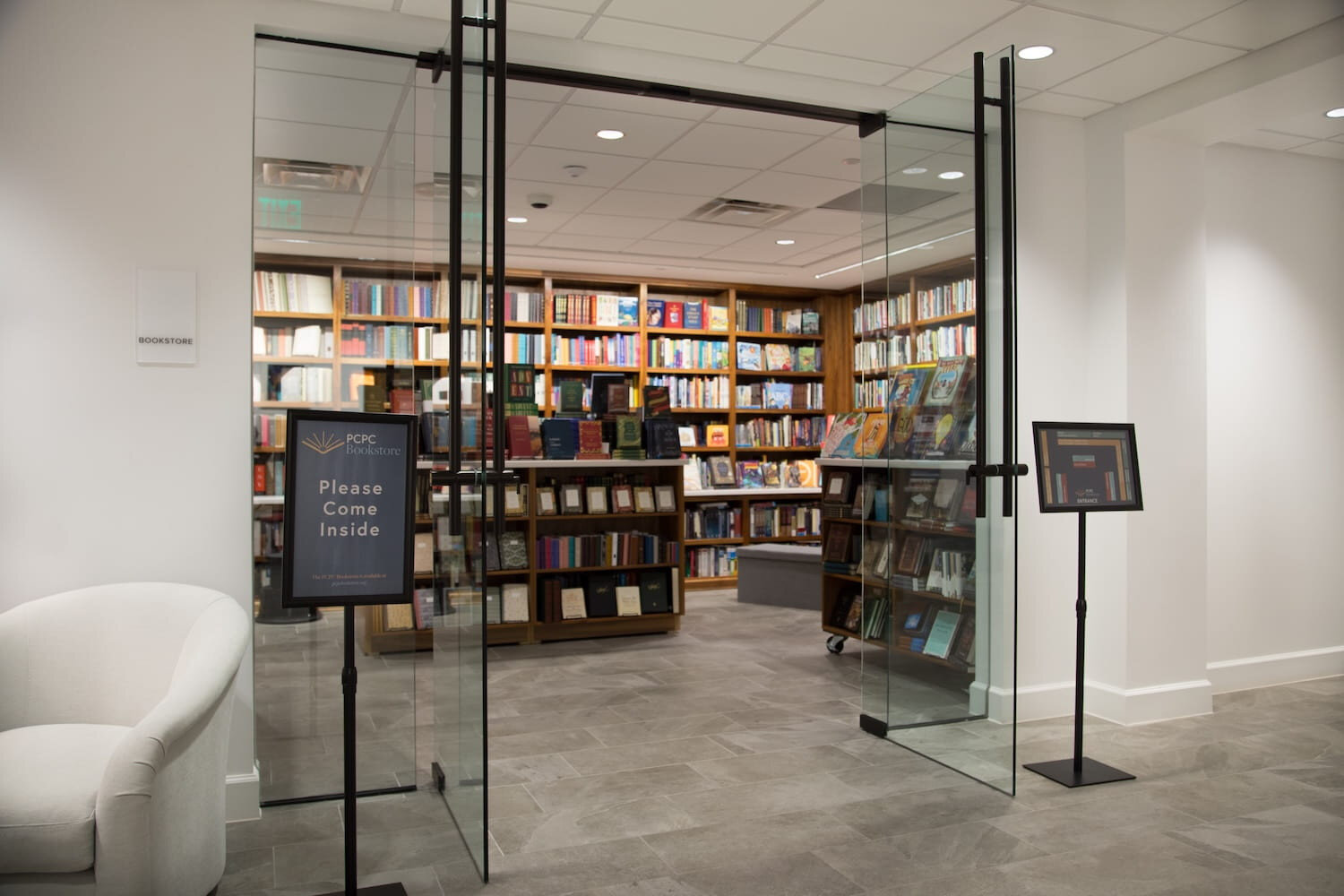 Bookstore at Park Cities Presbyterian Church with shelves of books and a welcoming display area.